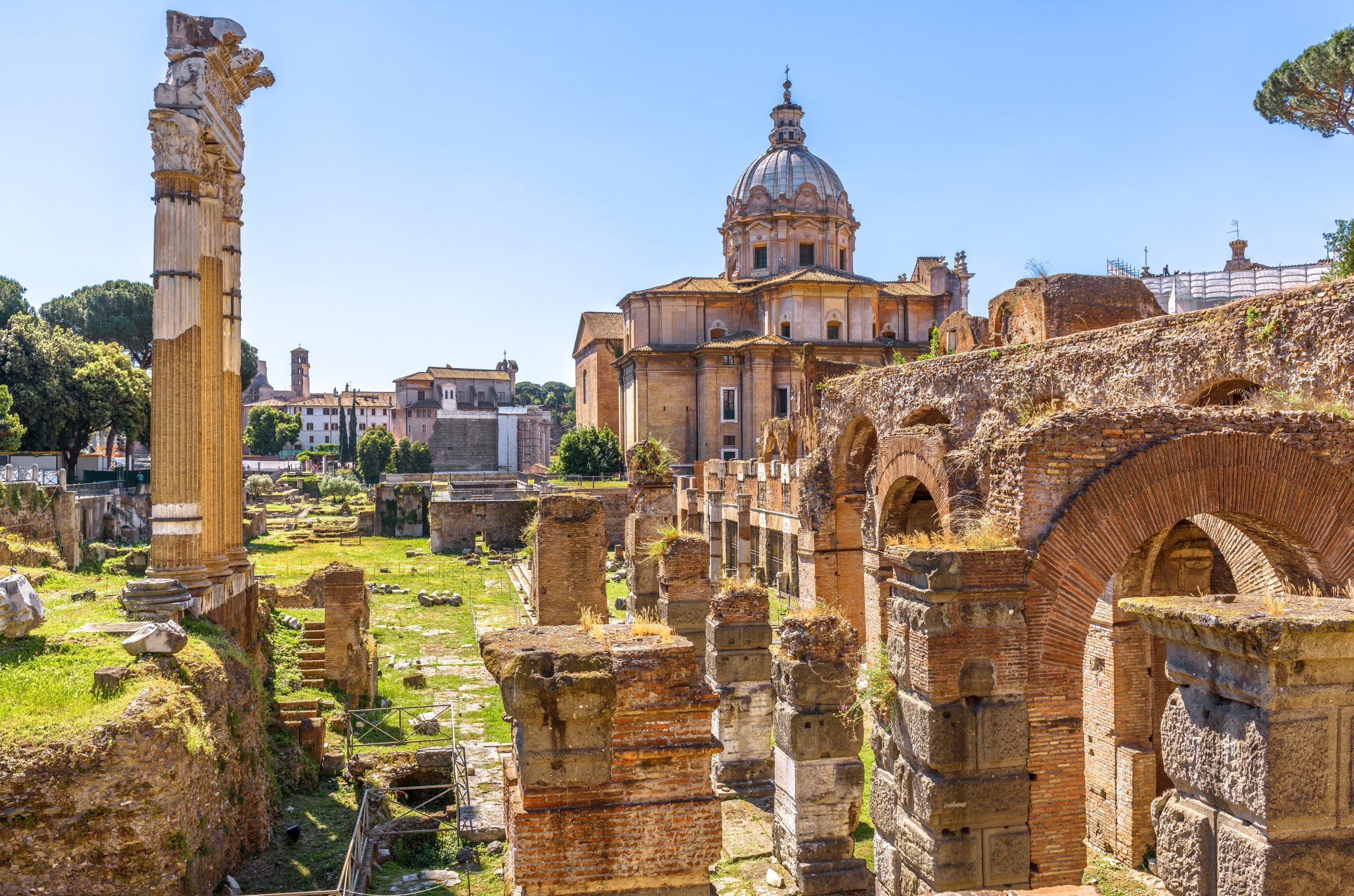 Forum of Julius Caesar in summer, Rome, Italy